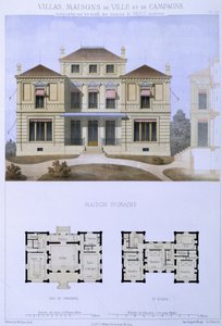 Római villa, Walter metszetével, 50. tábla a "Villas, Maisons de Ville et de Campagne"-ból, Párizsban alkotó: Olive